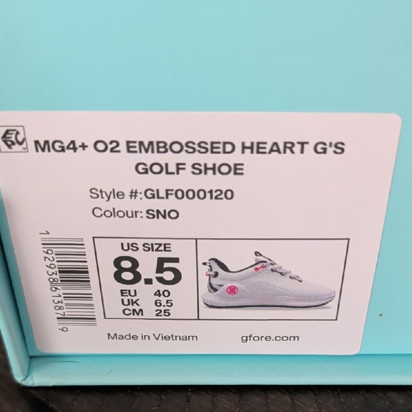 G/FORE MG4+ O2 Heart Embossed Golf Shoes in White and Pink